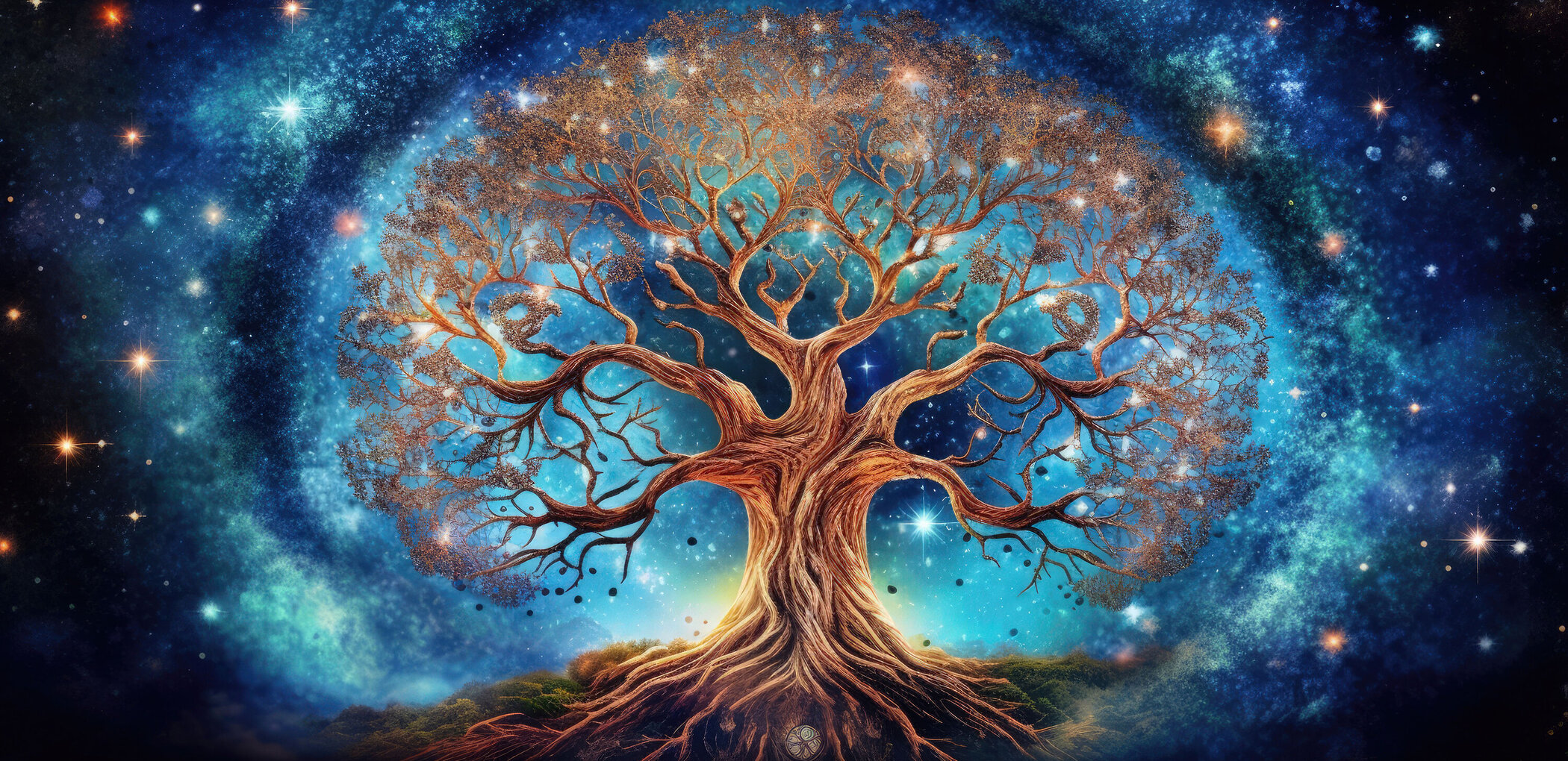  Enter the realm of the timeless Tree of Life, a celestial bridge that connects heaven and earth. Its sprawling branches symbolize aspirations. Generated by AI. Enter the realm of the timeless Tree of Life, a celestial bridge
